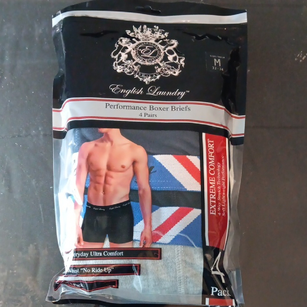 English Laundry Men's Extreme Comfort Performance Boxer Briefs M 32-34 4 PackNIP